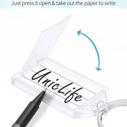 2 Inch Tough Plastic Key Tags White Item Identifiers with Blank Paper Labels Transparent Covers and Split Rings