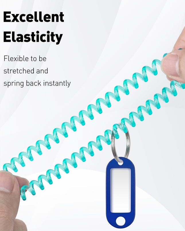 Wrist Spring Spiral Coil Keychains & Key Tag Labels Plastic Colorful Stretchable Key Holder Wrist Bracelet – product detail