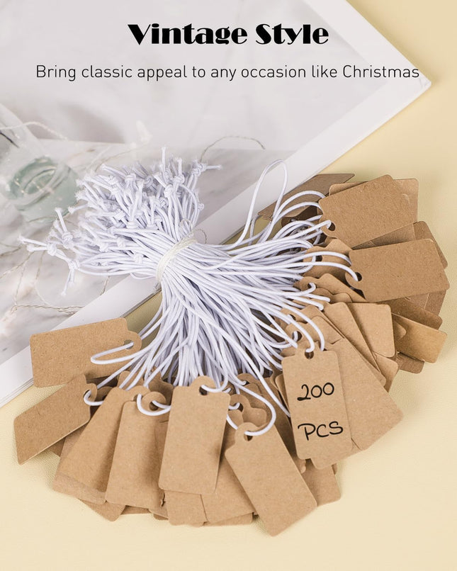 200 Pcs Kraft Price Tags with Elastic String Attached Writable Brown Kraft Paper Tags Hang – product detail