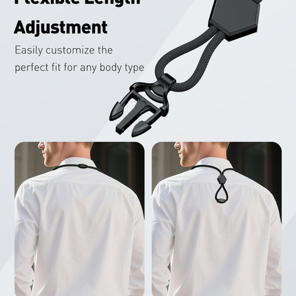 Breakaway Lanyard for ID Badges, Heavy Duty Neck Lanyard with Safety Breakaway Buckle Detachable Buckle Length Adjuster Swivel Hook & Key Rings, Adjustable Round Cord for Keys, Black