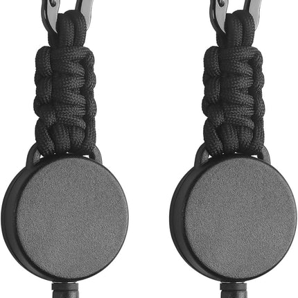 2 Pack Retractable Keychain, Retractable Key Holder, Heavy Duty Badge Reel for Keys and ID Card, Extendable Badge Holder Clip with Carabiner Paracord and Key Ring