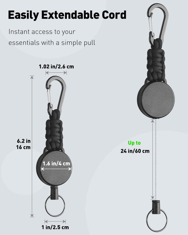 2 Pack Retractable Keychain Retractable Key Holder Heavy Duty Badge Reel for Keys and ID – product detail