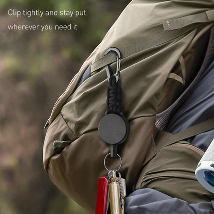 2 Pack Retractable Keychain, Retractable Key Holder, Heavy Duty Badge Reel for Keys and ID Card, Extendable Badge Holder Clip with Carabiner Paracord and Key Ring