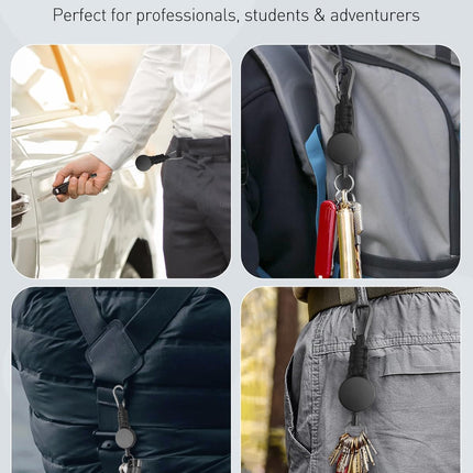 2 Pack Retractable Keychain, Retractable Key Holder, Heavy Duty Badge Reel for Keys and ID Card, Extendable Badge Holder Clip with Carabiner Paracord and Key Ring