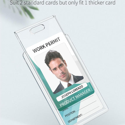2 Pack Sliding Badge Holder Vertical Clear Card Case Hard Plastic Card Protector Pouch for Office School ID Card Credit Card Proximity Card Driver’s License Pass
