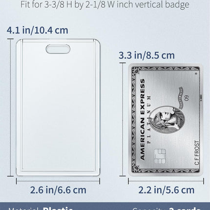 2 Pack Sliding Badge Holder Vertical Clear Card Case Hard Plastic Card Protector Pouch for Office School ID Card Credit Card Proximity Card Driver’s License Pass
