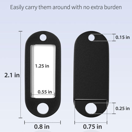 20 Pieces Key Tags 2 Inch Soft Plastic Key Chain Tags with Blank Paper Labels Clear Windows Protective Films and Split Rings Flexible Item Identifiers, Black