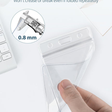 12 Pack Vertical ID Card Badge Holder Waterproof Clear Card Sleeve Case Cover Heavy Duty Card Protector Pouch with Resealable Zip for Proximity Key Card Driver’s License and Credit Card