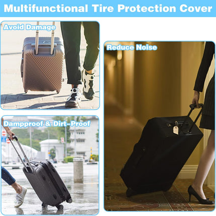 8Pcs Silicone Luggage Cover Protector - Silent Protection Suitcase Wheel Protection Covers (Black)