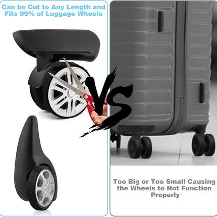 8Pcs Silicone Luggage Cover Protector - Silent Protection Suitcase Wheel Protection Covers (Black)