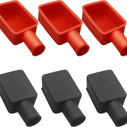 6Pcs Battery Terminal Cover, Battery Terminal Protector, Car Insulating Battery Cover, Soft Rubber Positive and Negative Poles Stud Covers Connector Top Post Cap for Car Motorcycle Truck (Red/Black)