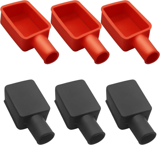 6Pcs Battery Terminal Cover Battery Terminal Protector Car Insulating Battery Cover Soft Rubber Positive