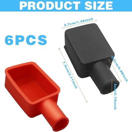 6Pcs Battery Terminal Cover, Battery Terminal Protector, Car Insulating Battery Cover, Soft Rubber Positive and Negative Poles Stud Covers Connector Top Post Cap for Car Motorcycle Truck (Red/Black)