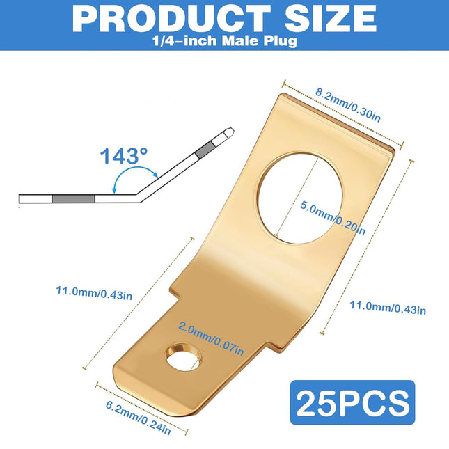 25Pcs Solderless Wire Connectors Non-Insulated Male to Male Electrical Adapter Spade Connectors 1/4 – product detail