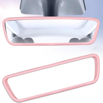 Rear View Mirror Cover Accessories, Car Protector Frame Silicone Automotive Mirror Frame Compatible with Modol 3 Y, Pink Car Accessories (Pink)