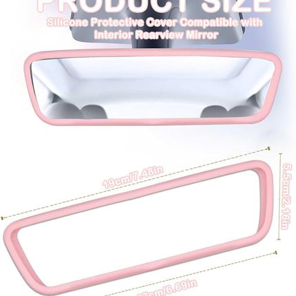 Rear View Mirror Cover Accessories, Car Protector Frame Silicone Automotive Mirror Frame Compatible with Modol 3 Y, Pink Car Accessories (Pink)