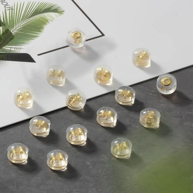 18K Gold Secure Earring Backs for Studs 925 Silver Silicone Hypoallergenic Soft Clear Replacements Rubber – product detail