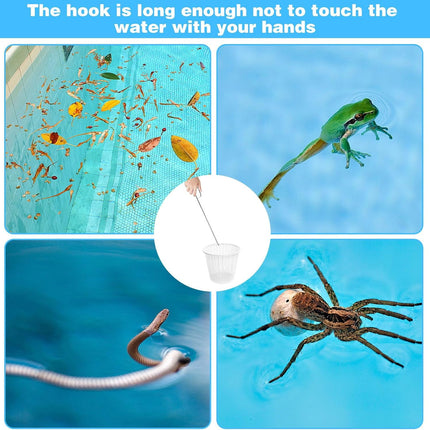 2Pcs Pool Skimmer Hook, Stainless Steel Skimmer Basket Handle Extended Knee Protection Pool Skimmer Basket Hook Tool for Cleaning Swimming Pool Debris Skimmer Basket Hook, Protect Hands Skimmer Hook