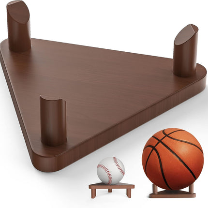 Ball Stand Holder,Ball Display Stand Wooden for Football Basketball Stand Soccer Ball Holder,Rugby Ball Volleyball Sports Ball Storage Rack Made of Solid Wood,Trophy Autograph Memorabilia Display Case