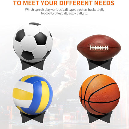 Acrylic Ball Stand Holder - Display Stand for Football, Basketball, Soccer, Volleyball, Rugby & More - Trophy & Memorabilia Showcase
