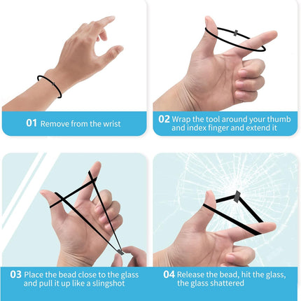 2Pcs Bracelet Car Window Breaker,Car Glass Breaker Wrist Strap with Tungsten Carbide Bead,Car Emergency Escape Tool,Car Safety Bracelet Tempered Glass Breaker Rescue Tool,Portable Vehicle Rapid Escape