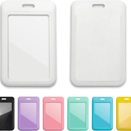 1 Pcs Sliding ID Badge Holder with Clear Window White ID Card Protector Pouch for Office School ID Credit Cards Proximity Key Cards Driver’s Licenses and Passes