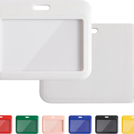 1 Pack Sliding Horizontal ID Badge Holder with Clear Window White ID Card Holder Protector Pouch for Office School ID Credit Cards Proximity Key Cards Driver’s Licenses and Passes