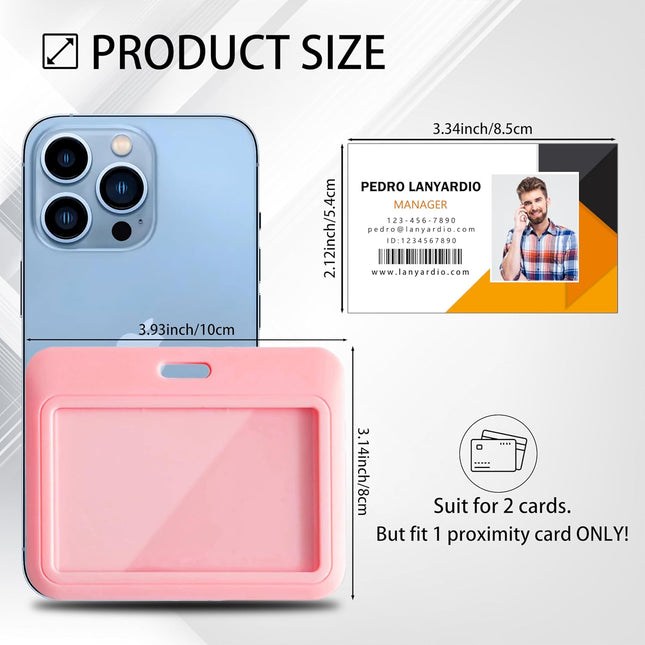2 Pack ID Badge Holder White and Pink ID Card Holder Horizontal Sliding Plastic Key Card Holder for Office – product detail