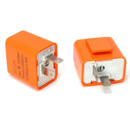 2Pcs 2-Pin Electronic Turn Signal Flasher Relay Fix Motorcycle Turn Signal Hyper Flash, Adjustable Motorcycle LED Turn Signal Hyper Indicator Flasher Relay