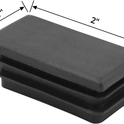 10 PCS 1" X 2" Rectangle Black Plastic Plug End Cap for Pipe Tubing, Chair Leg