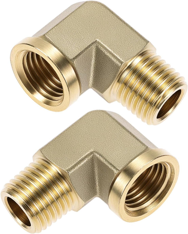 90 Degree Brass Street Elbow 2 Pack 1/4 NPT Male x 1/4 NPT Female Forged Fitting High-Temperature Brass