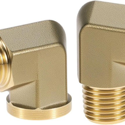90 Degree Brass Street Elbow, 2 Pack 1/4" NPT Male x 1/4" NPT Female Forged Fitting, High-Temperature Brass Connector, NPT Pipe Fittings