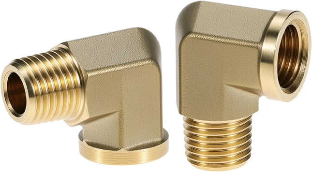90 Degree Brass Street Elbow 2 Pack 1/4 NPT Male x 1/4 NPT Female Forged Fitting High-Temperature Brass – product detail