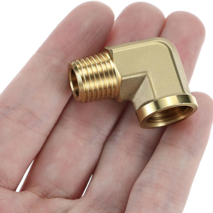 90 Degree Brass Street Elbow, 2 Pack 1/4" NPT Male x 1/4" NPT Female Forged Fitting, High-Temperature Brass Connector, NPT Pipe Fittings