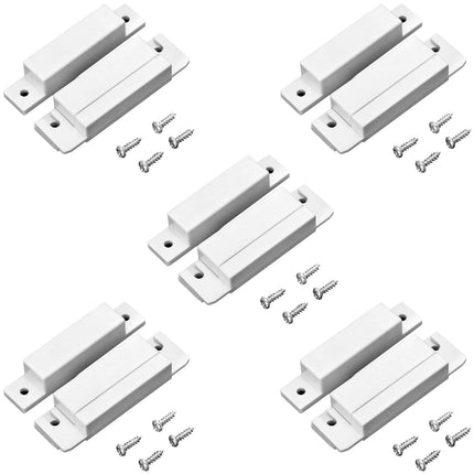MC-31 Wired Surface-Mounted NC Magnetic Door Window Contact Sensor Alarm Reed Switch, White, Pack of 5 with 20 Screws