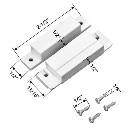 MC-31 Wired Surface-Mounted NC Magnetic Door Window Contact Sensor Alarm Reed Switch, White, Pack of 5 with 20 Screws