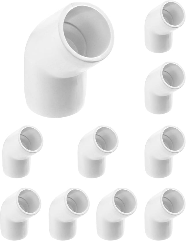 1/2 45 Degree Elbow PVC Fitting 2 Way 10 Pack Furniture Grade for Building Furniture and PVC Structures