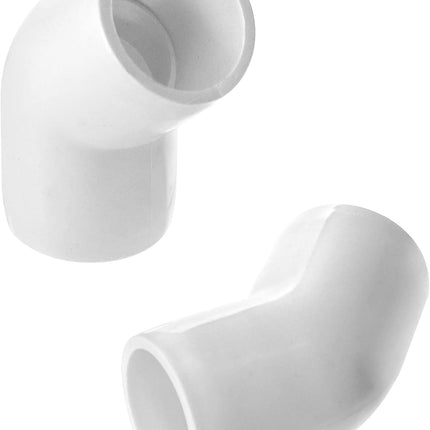 1/2" 45 Degree Elbow PVC Fitting, 2 Way, 10 Pack, Furniture Grade, for Building Furniture and PVC Structures, White