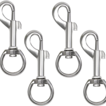 Flag Clips Flagpole Rope Hooks 4 Pcs Swivel Eye Bolt Snap Hooks, Stainless Steel Halyard Rope Clips for Dog Leash, Marine Boat & Diving