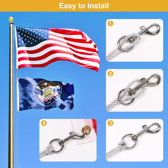 Flag Clips Flagpole Rope Hooks 4 Pcs Swivel Eye Bolt Snap Hooks Stainless Steel Halyard Rope Clips for Dog – product detail