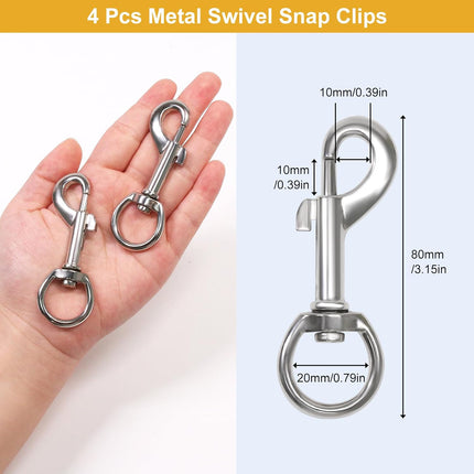 Flag Clips Flagpole Rope Hooks 4 Pcs Swivel Eye Bolt Snap Hooks, Stainless Steel Halyard Rope Clips for Dog Leash, Marine Boat & Diving