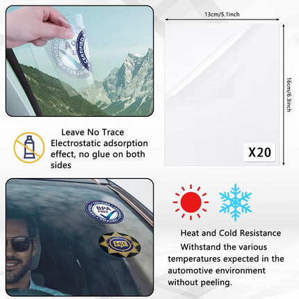 20 Pcs Car Windshield Sticker Applicator Bulk 5 x 6 Inch Static Cling Window Film for for Easy Application Clear Vinyl Car Window Windshield Protection Film Sticker Auto Removal Decal Shield
