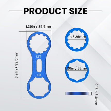 2Pcs Bicycle Fork Cap Wrench, Aluminium Alloy Bike Front Fork Repair Tool, Suspension Forks Cap Spaner Suitable for XCR/XCM/XCT/RST, Blue