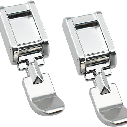 2Pcs Zipper Sewing Machine Presser Foot, Zinc Alloy Sewing Machine Foot for Most Low Shank Snap on Sewing Machines, Silver