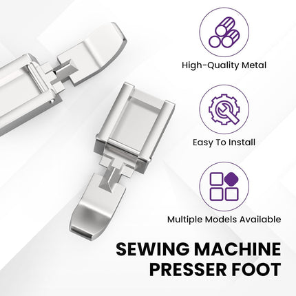 2Pcs Zipper Sewing Machine Presser Foot, Zinc Alloy Sewing Machine Foot for Most Low Shank Snap on Sewing Machines, Silver