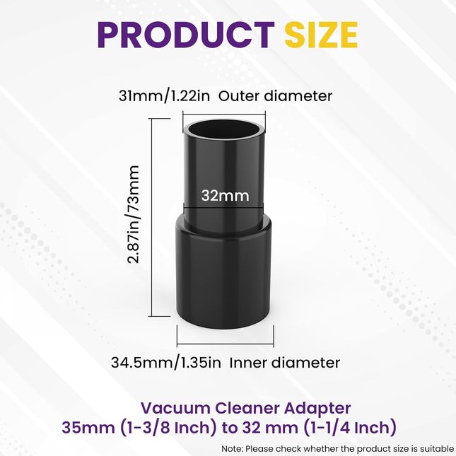 2Pcs Universal Vacuum Hose Adapter 1-3/8 to 1-1/4 Plastic Vacuum Hose Connector Reducer 35mm to – product detail