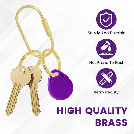 Brass Screw Lock Keychain Holder, 3 Sizes Key Ring Gold Carabiner Clip for Hanging Crafts and Various Keys