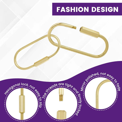 Brass Screw Lock Keychain Holder, 3 Sizes Key Ring Gold Carabiner Clip for Hanging Crafts and Various Keys