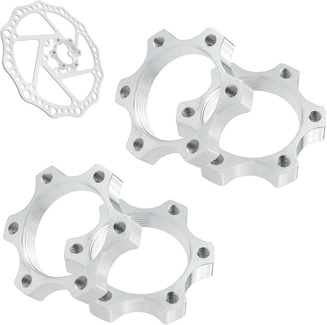 4 Pcs 44MM Bike Freewheel Threaded Hubs Disk Brake Adapter 1.73-inch Aluminum Alloy 6-Bolt Disc Brake Rotor