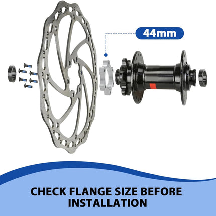 4 Pcs 44MM Bike Freewheel Threaded Hubs Disk Brake Adapter, 1.73-inch Aluminum Alloy 6-Bolt Disc Brake Rotor Flange Adapter, Silver